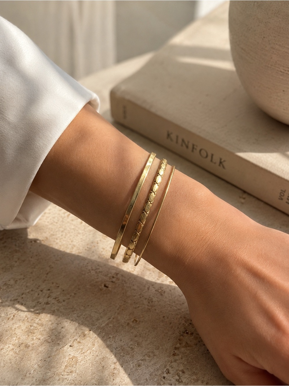 Vintage Gold Stacked Bangle Bracelet Set